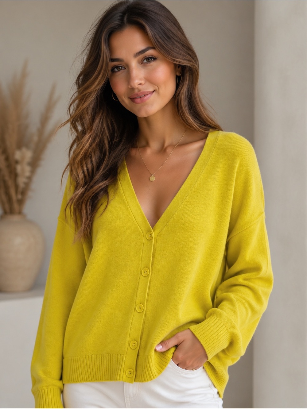 NWT Lane Bryant Yellow V-Neck Button-Front Cardigan 18/20 Sweater Plus